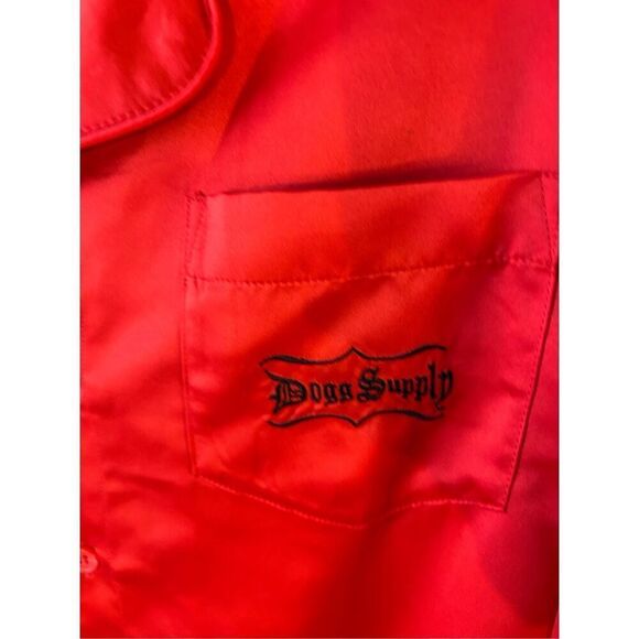 Dog Supply red faux silk pajamas set men’s medium rn#167813 Snoop Lounge - Picture 14 of 16